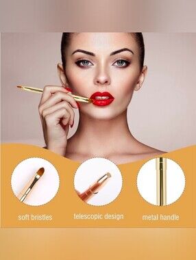 Gold Retractable Dual Sided Lip Brush- Pointed & Rounded Tips BNIB